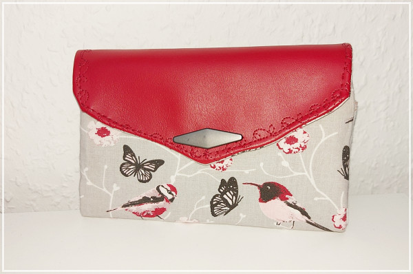 Geldbörse "Vögel" mit weichem Kunstleder in Rot