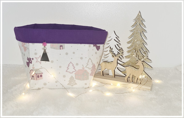 Utensilo mit weihnachtlichen Motiven und Uni Lila